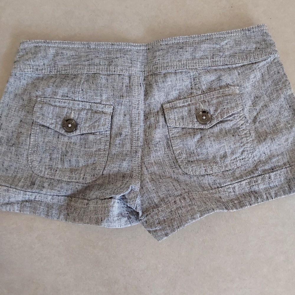 Express Shorts Womens 00 Black & White Linen, Button Front Shorties Beach Casual - Picture 6 of 11